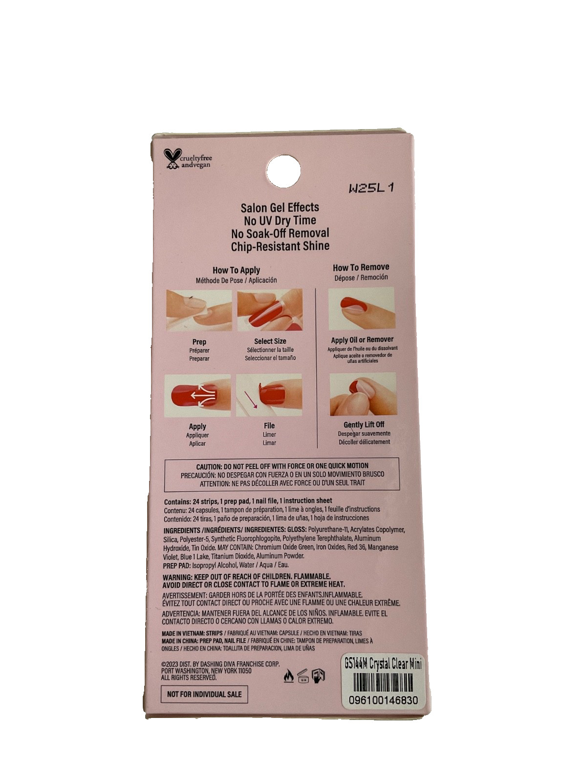 Dashing Diva Gloss Ultra Shine Gel Nails Glitter Strips Kit Crystal Clear NIB