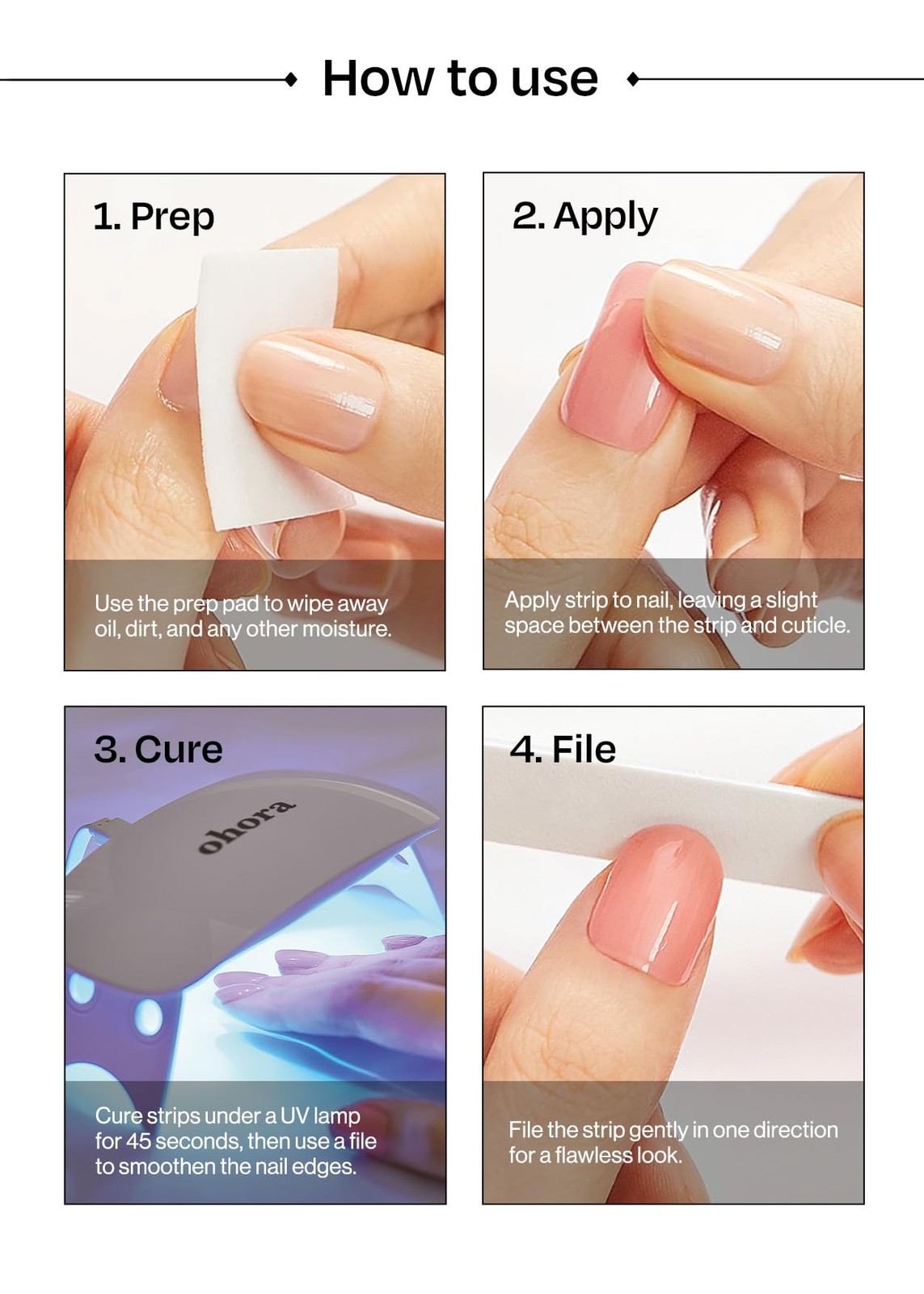 Semi Cured Gel Nail Strips N Berry Jelly – 30 Wraps in 15 Sizes – Easy