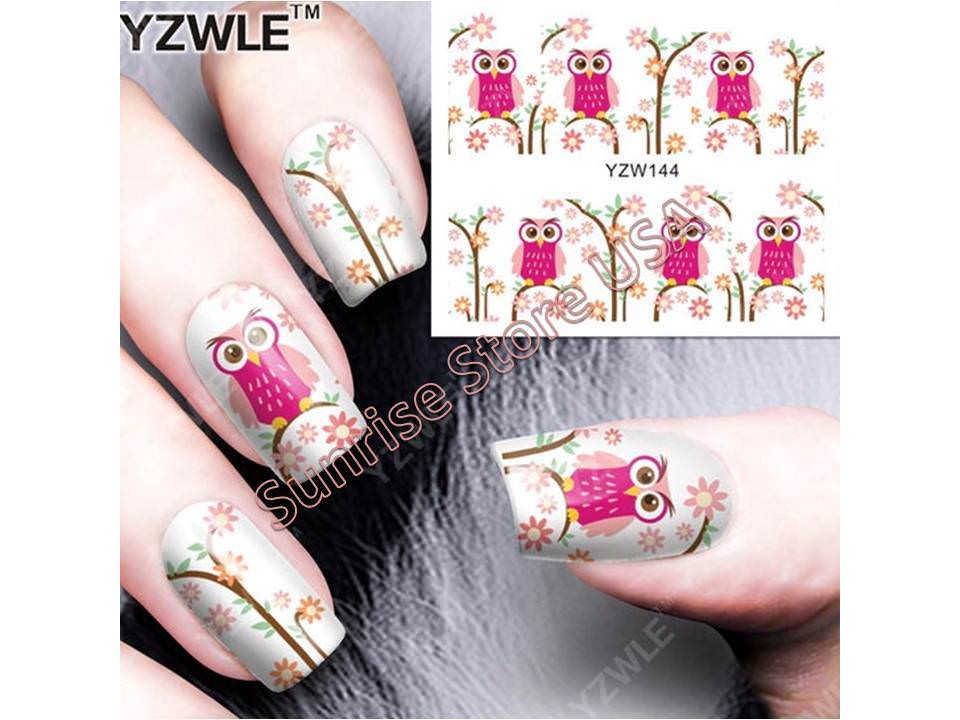 Nail Art Water Transfer Sticker Owl Flower Cupcake Party Decals Manicure