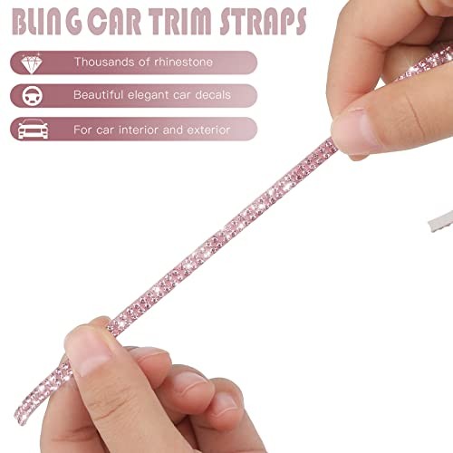 32.8Ft Bling Car Trim Self Adhesive Glitter Crystal Rhinestone 32.8 ft Pink