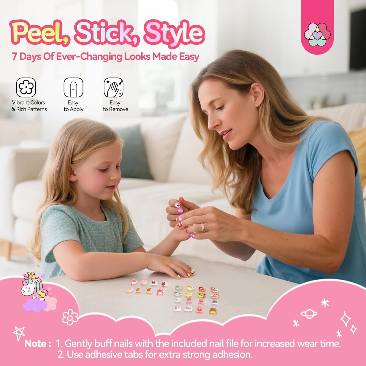 168Pcs 7 Pack Press on Nails for Kids: Funky-bright Fake Nails for Kids 8-12 …