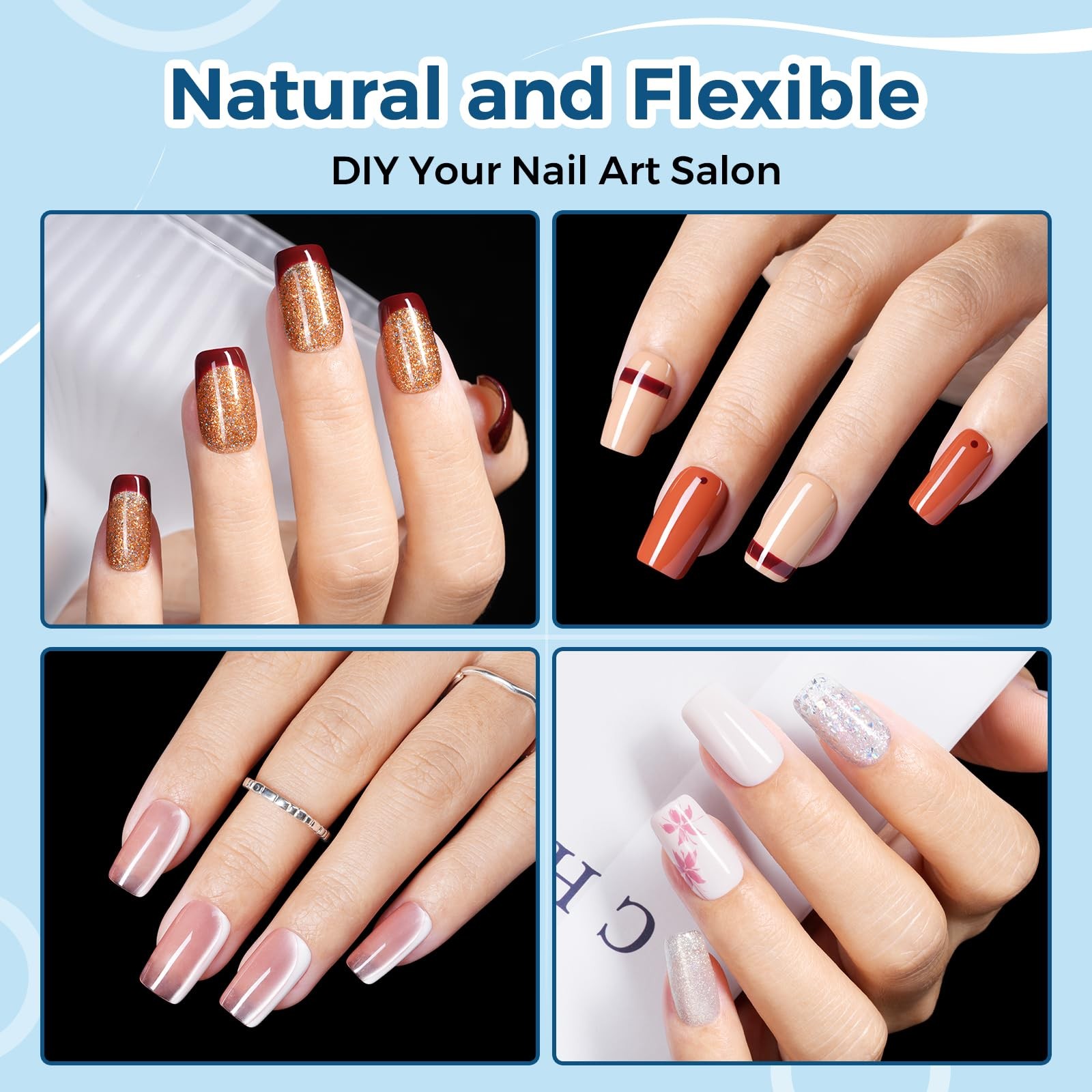 Short Square Nail Tips 510Pcs 15 Sizes, Soft Acrylic Gel Nails