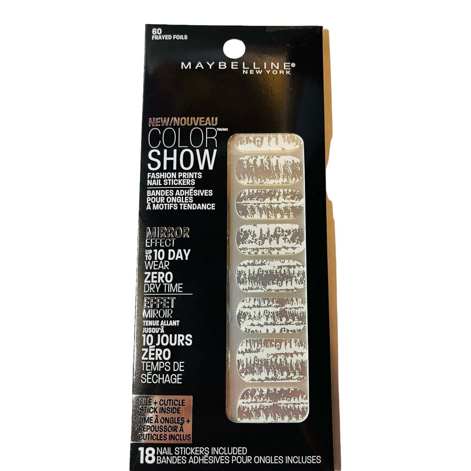 Maybelline Color Show Fashion Prints Mirror Nail Stickers #60 Frayed Foils