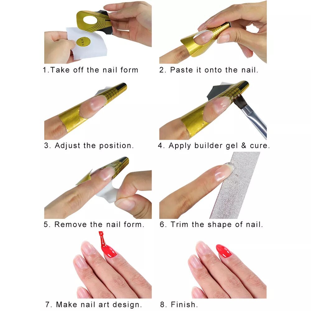 100/50/20/10pcs Nail Extension Forms Acryl Tips Gel Polish DIY Sticker(AU STOCK)