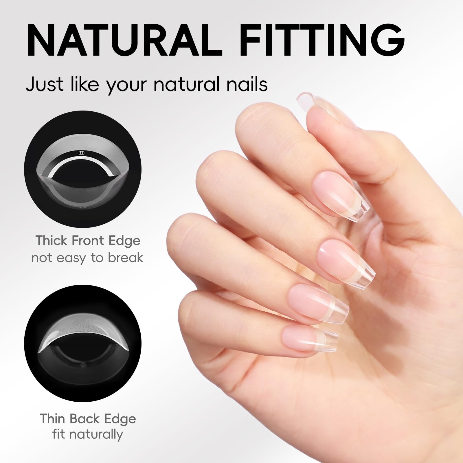 Gel Nail Kit, 240Pcs Short Medium Coffin Nail Tips with U V Lamp 2 Colors Jel…