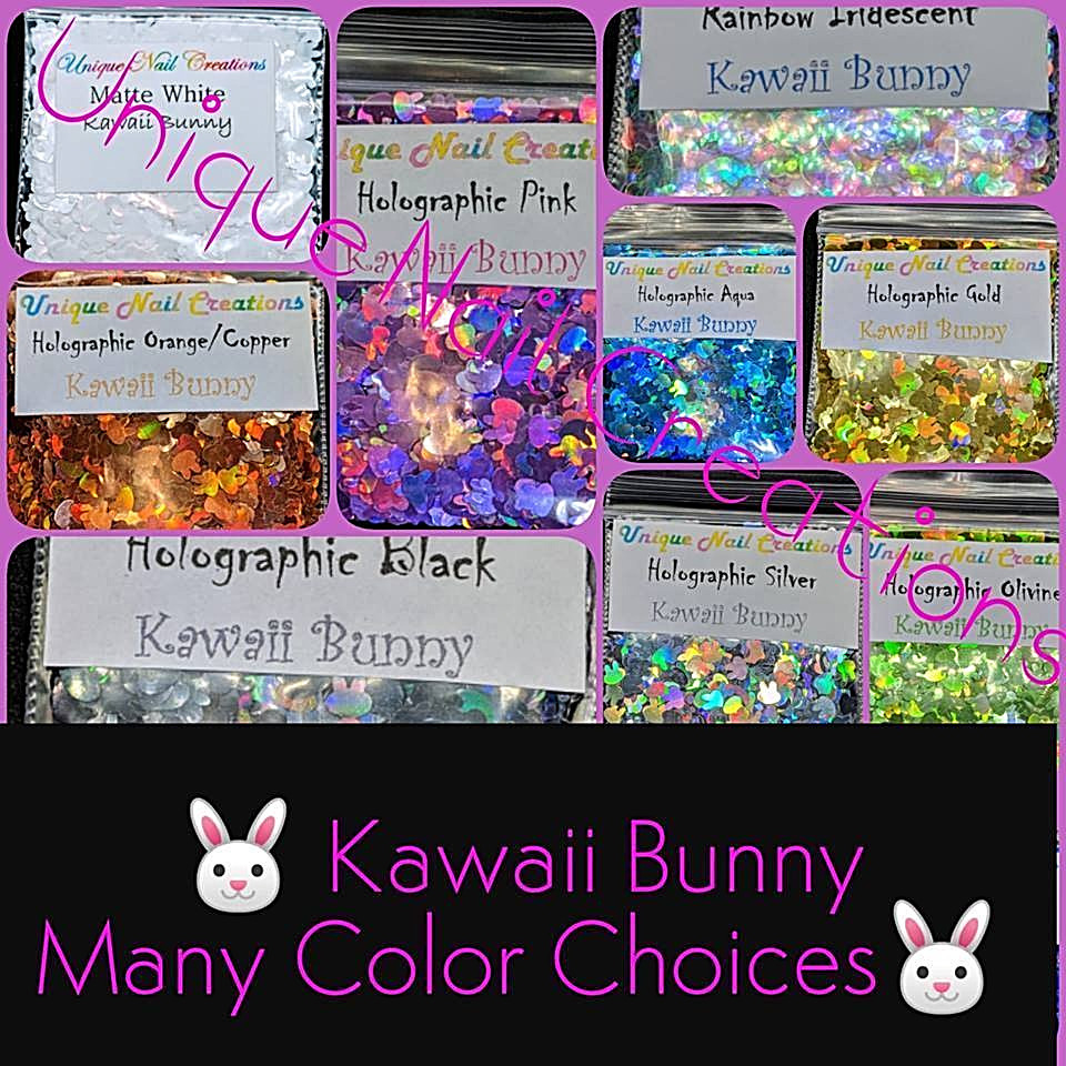 KAWAII BUNNY Shape Glitter~U Choose~Nail Art•Acrylic•Gel•Body Art•Festival•Craft