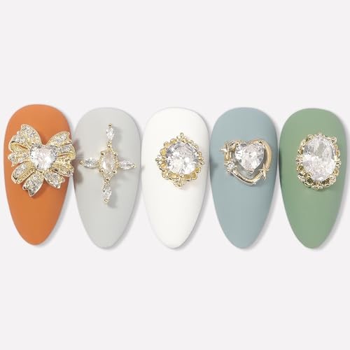 Nail Charms and Gems – Gold Copper Zircon, Multiple 20pieces Gold Nail Charms