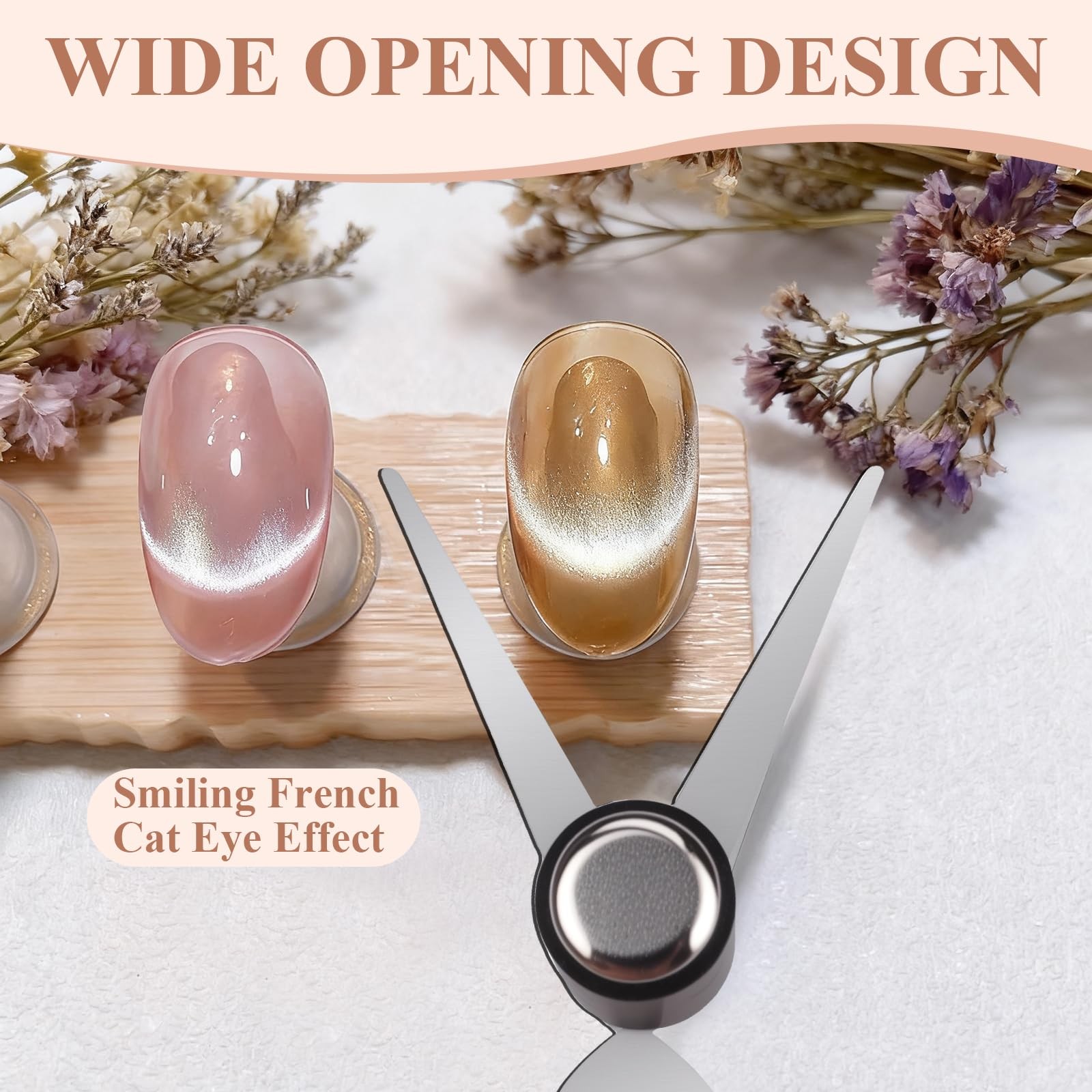 Plman Cat Eye Magnet Set, Scissor-shaped Nail Tool, 2 in 1 Silver