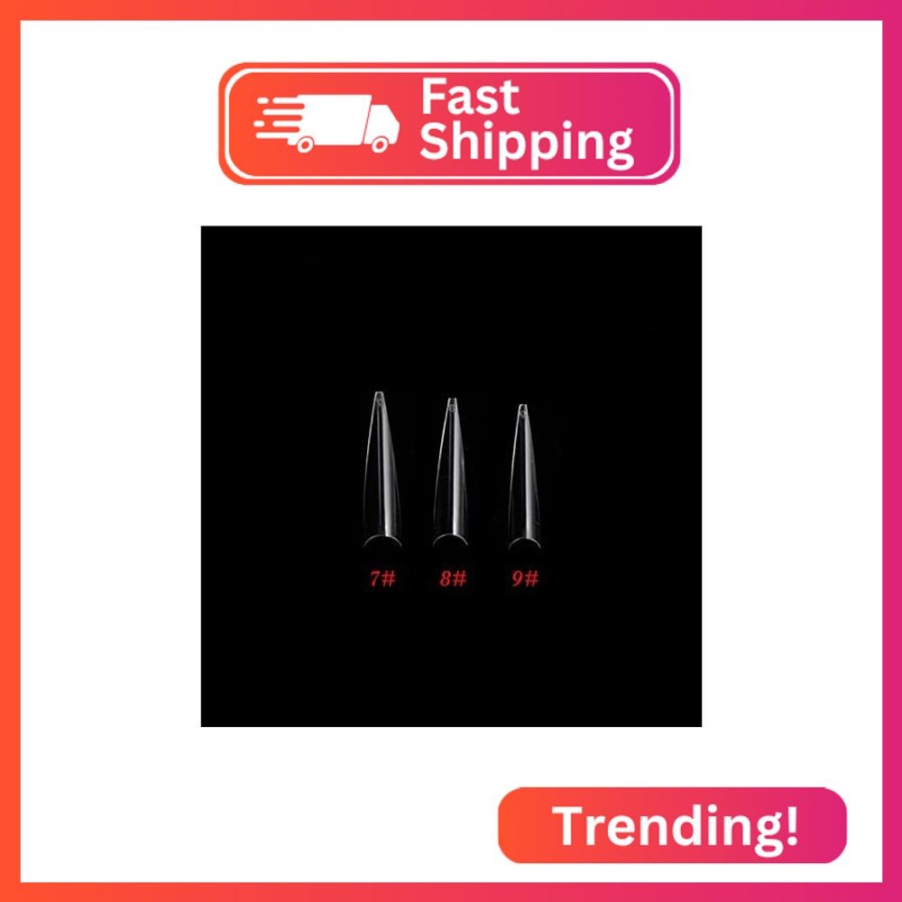 Yimart 300pcs Refill Tips Size Acrylic Middle Long Easy Coffin Stiletto Nail Tip