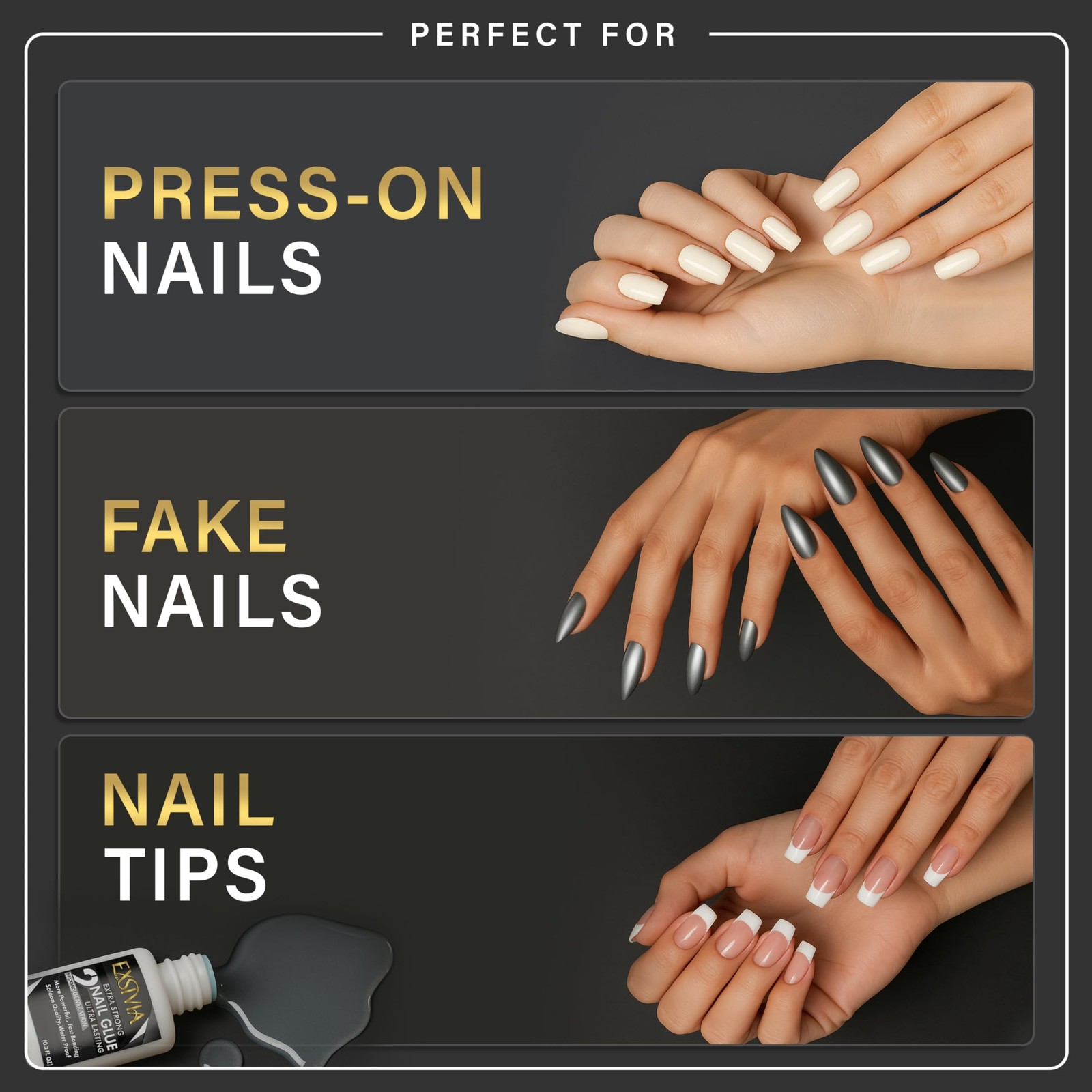 Super Strong Nail Glue for Press On Nails, Acrylic Nails & Tips clear
