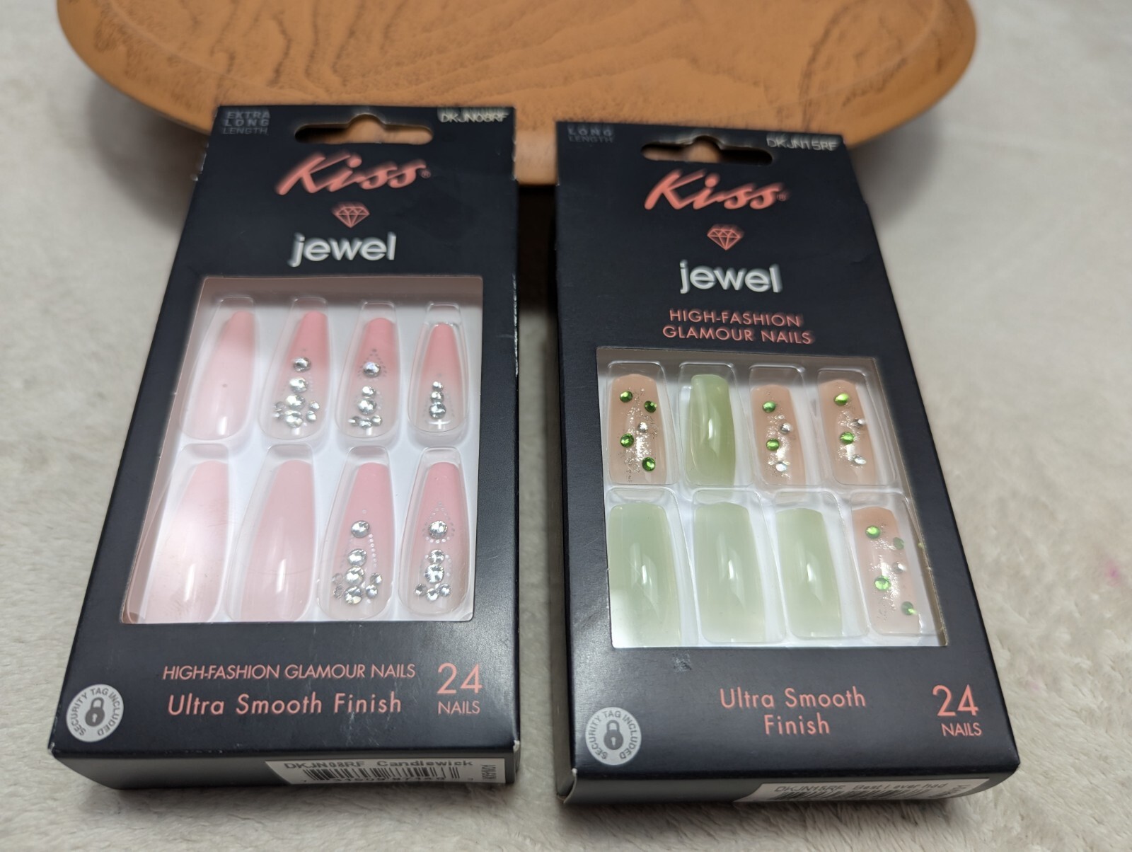 Kiss Jewel High Fashion 2 BOXES Glamor Nails Long& Extra Long Sparkly Jewels NIB