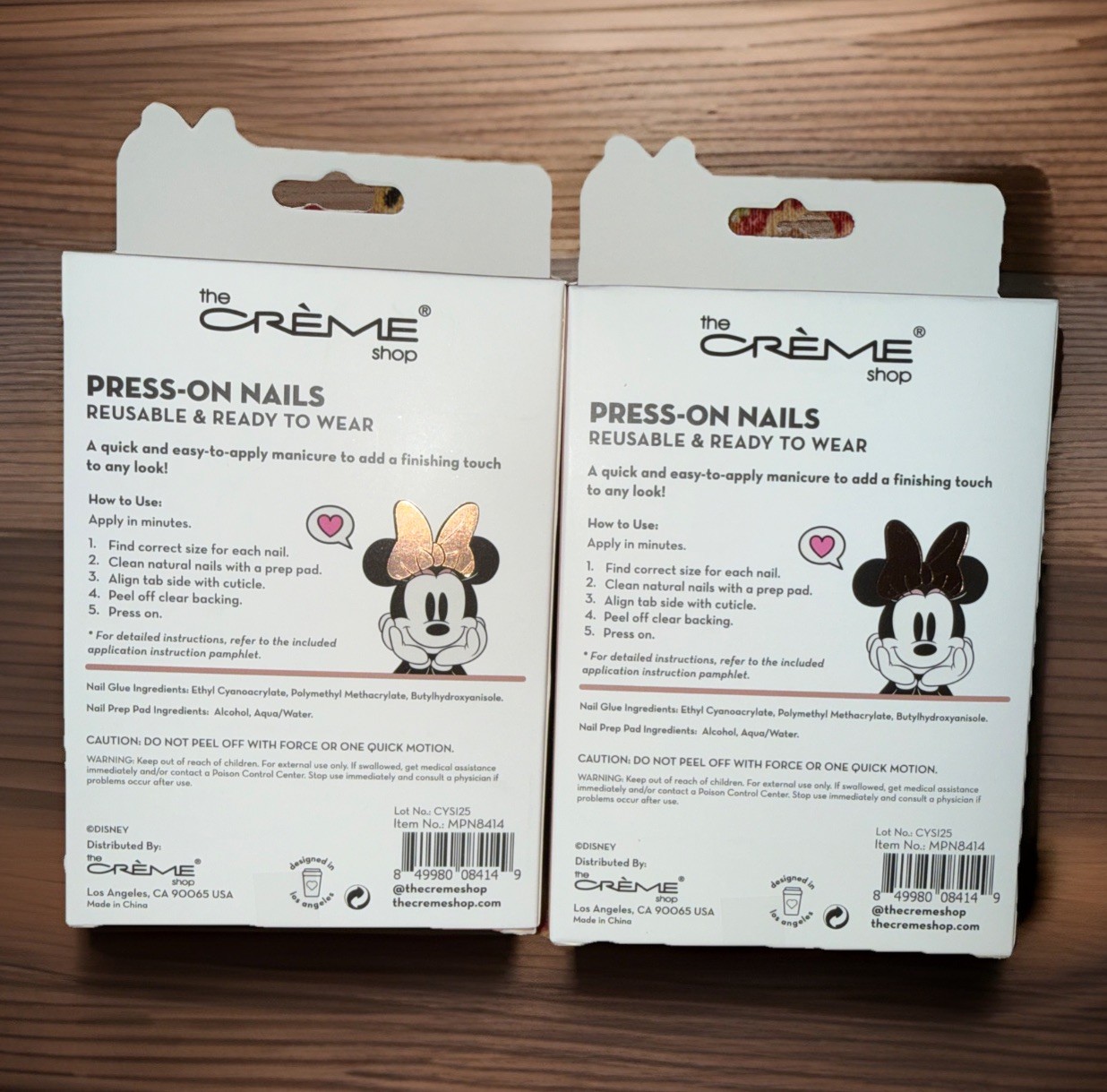 The Crème Shop Minnie Mouse Reusable Press On Nails 24 Gel Effect Med Length 2X
