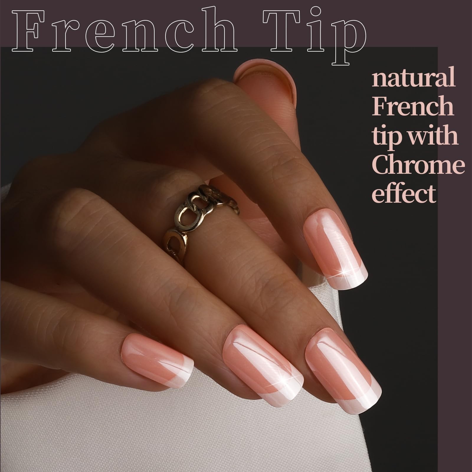 FANDAMEI Press on Nails, 6 Colors Chrome Nails Short, Cat Multicolor