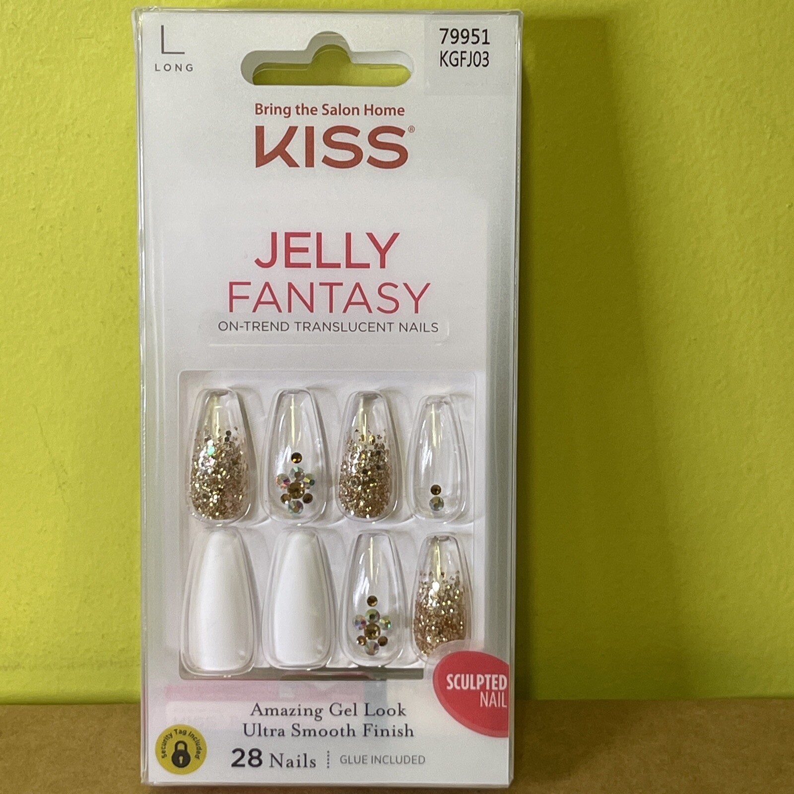 Kiss Jelly Fantasy Glue-on Manicure Nails. Long. 79951 KGFJ03