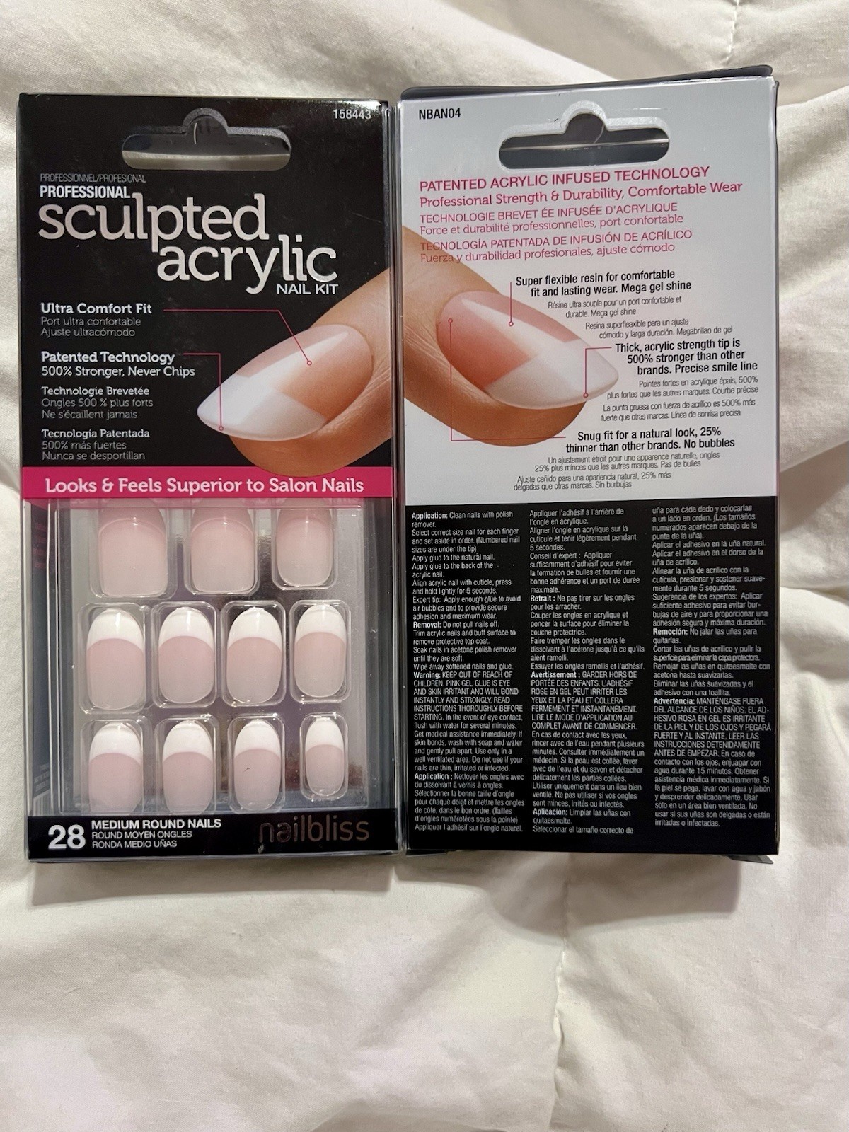 New Nailbliss Professional Sculpted Acrylic Nail Set, 2 Box Sets