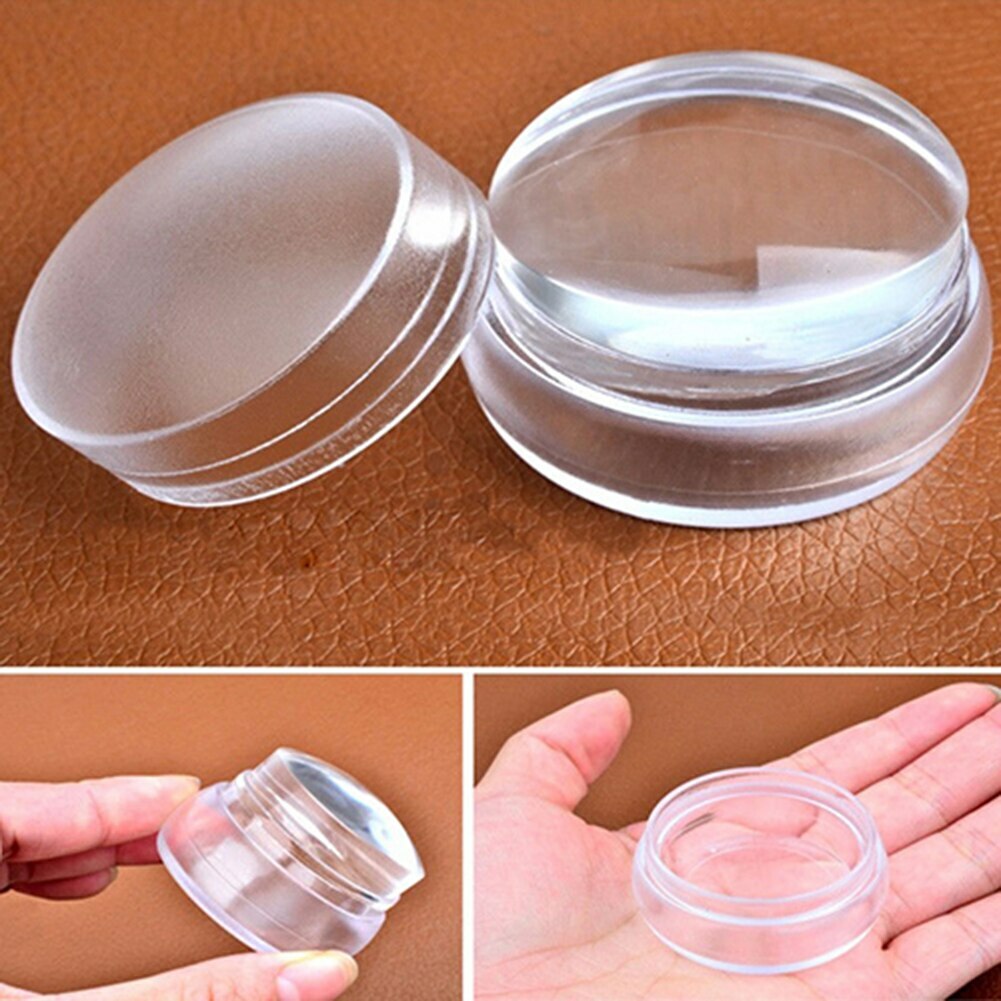 Red Clear Silicone Nail Art Stamping Circle Stamper Scraper Decors Plate