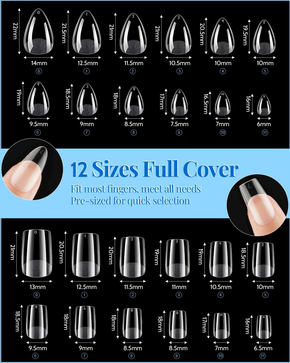 Short Square Nail Tips & Almond Tips, Short, Nails