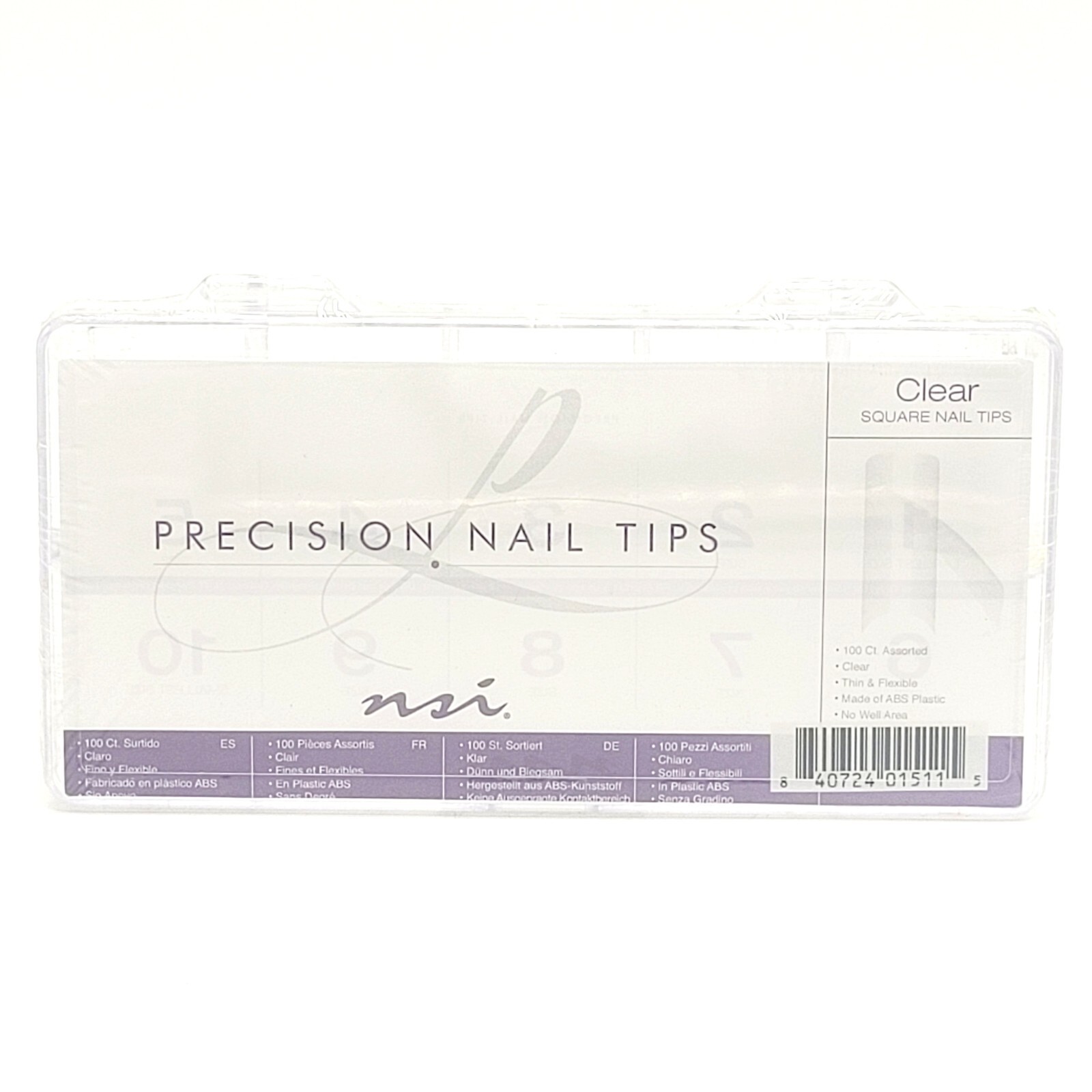 NSI – Precision Nail Tips – Clear Square – 100 Count