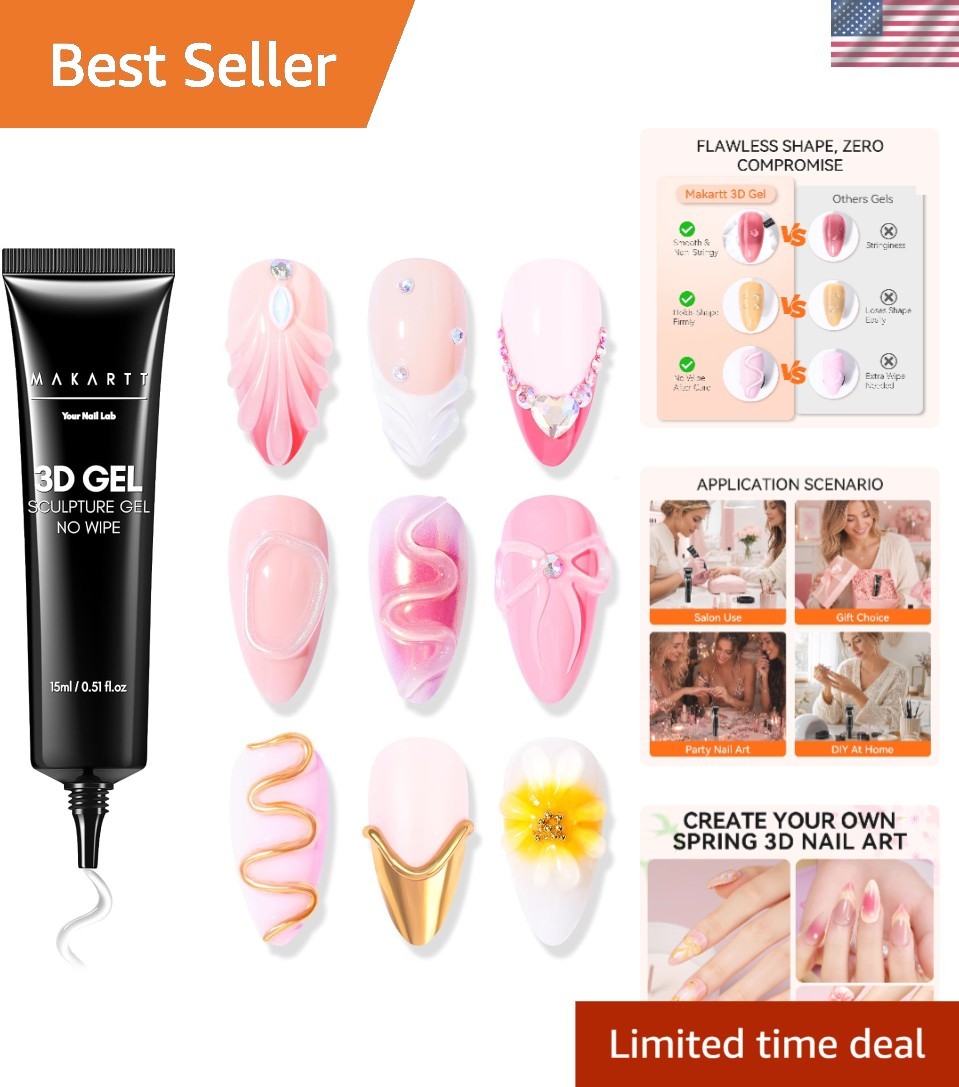 3D Nail Gel Art Sculpting Glue – No Wipe, Quick Dry, 15g Precision Tube