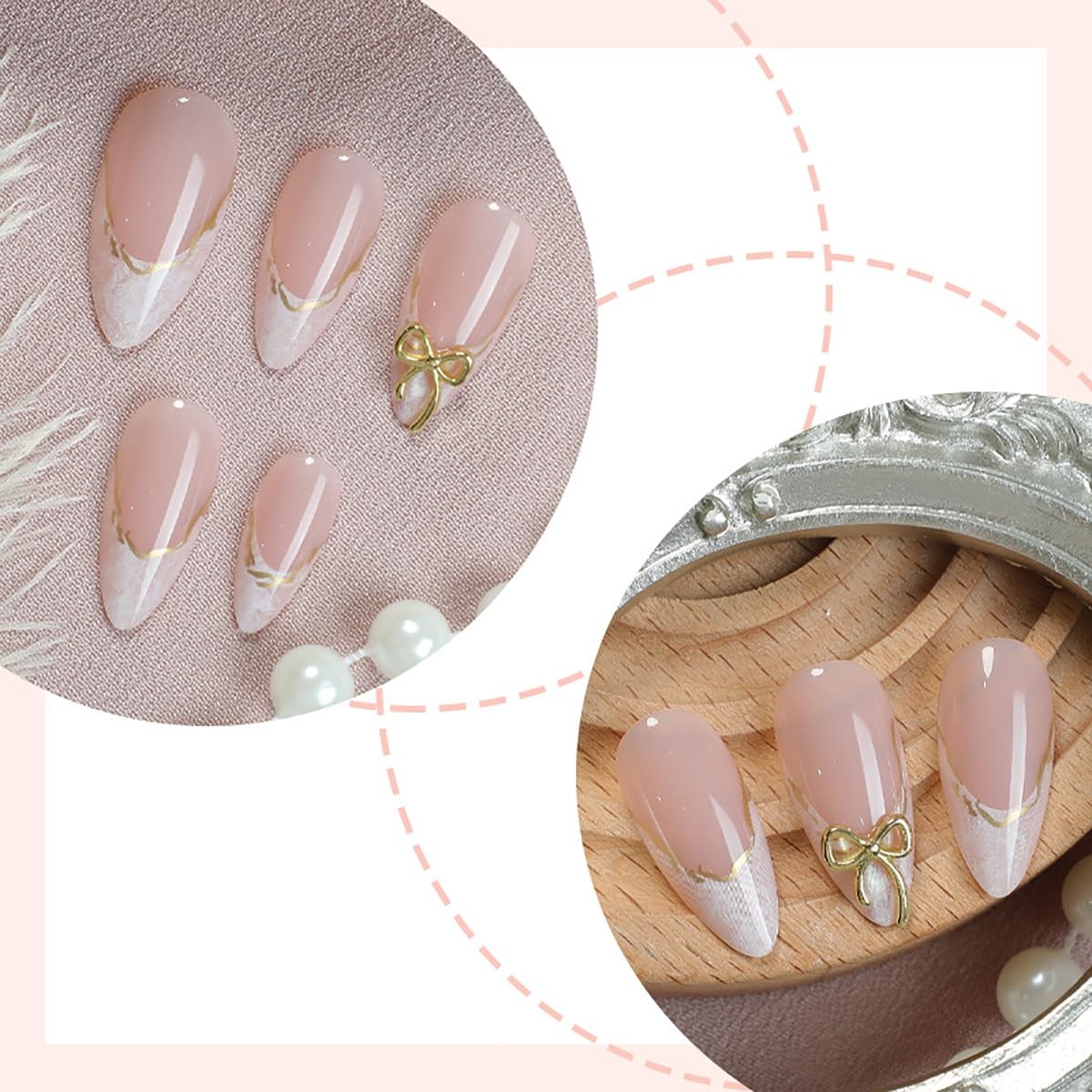 White French Tip Press on Nails Medium Medium, Summer Nails-12