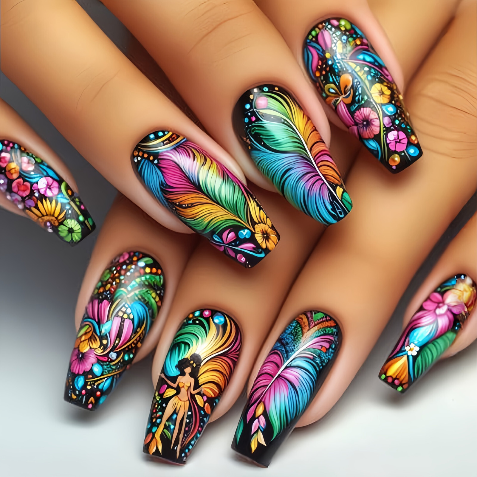 4 set （24Pcs/set ）Retro Style False Nail Art Full Cover Artificial Fake Nails