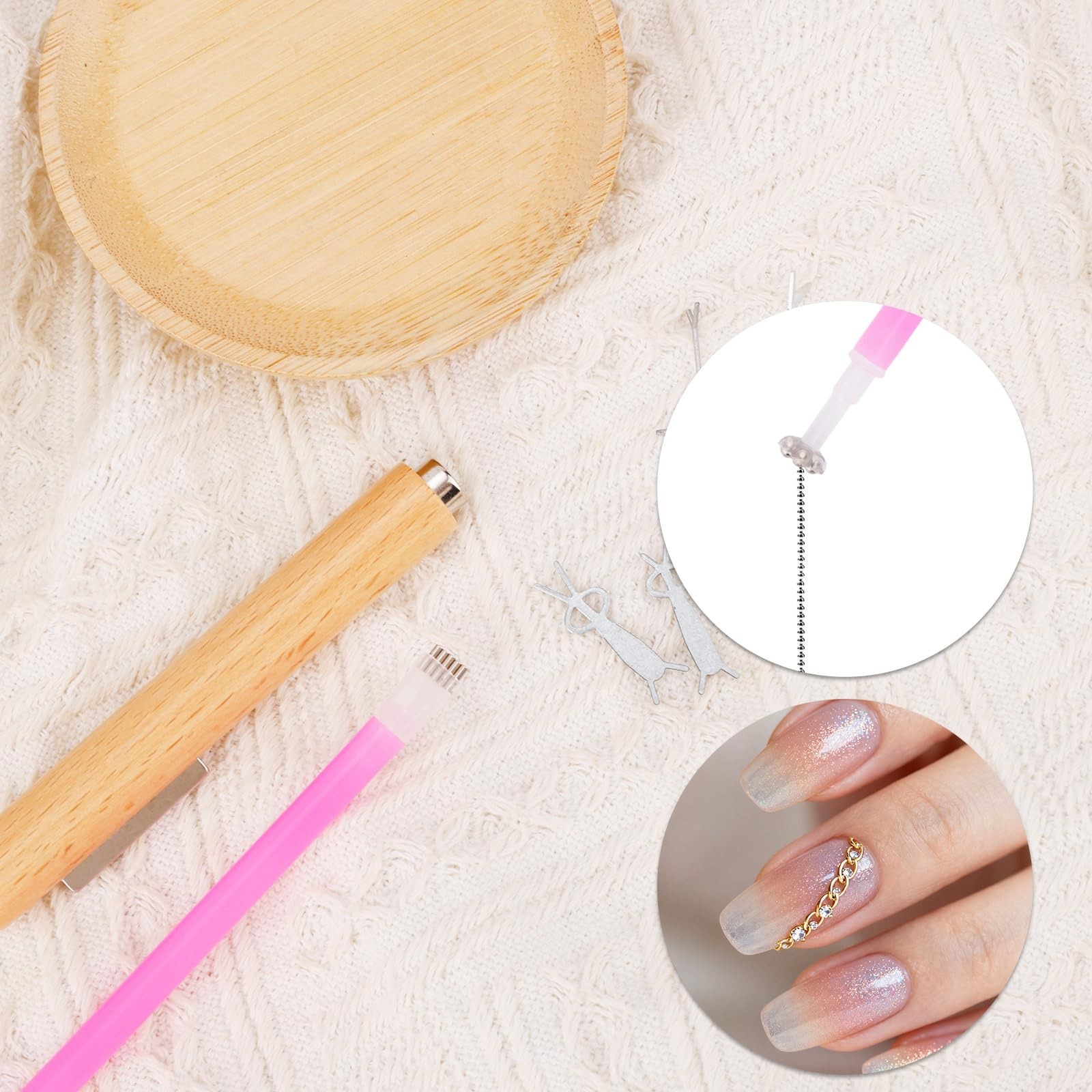 8pcs 3-in-1 Cat Eye Nail Polish Magnet Tool Set, Including Wooden Handle Magn…