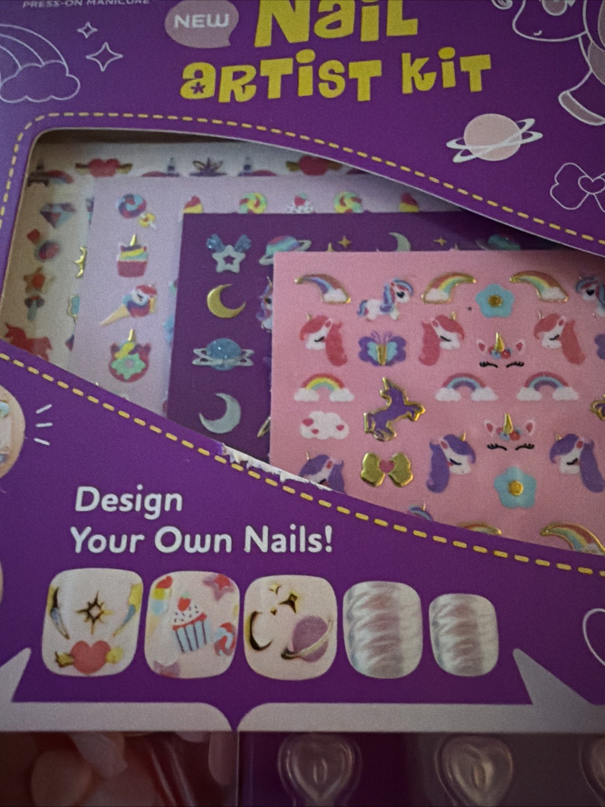 KISS-IMPRESS-MINI-PRESS-ON MANICURE-NAIL ARTIST KIT-KIDS-3D UNICORN ACCENTS-NIB!