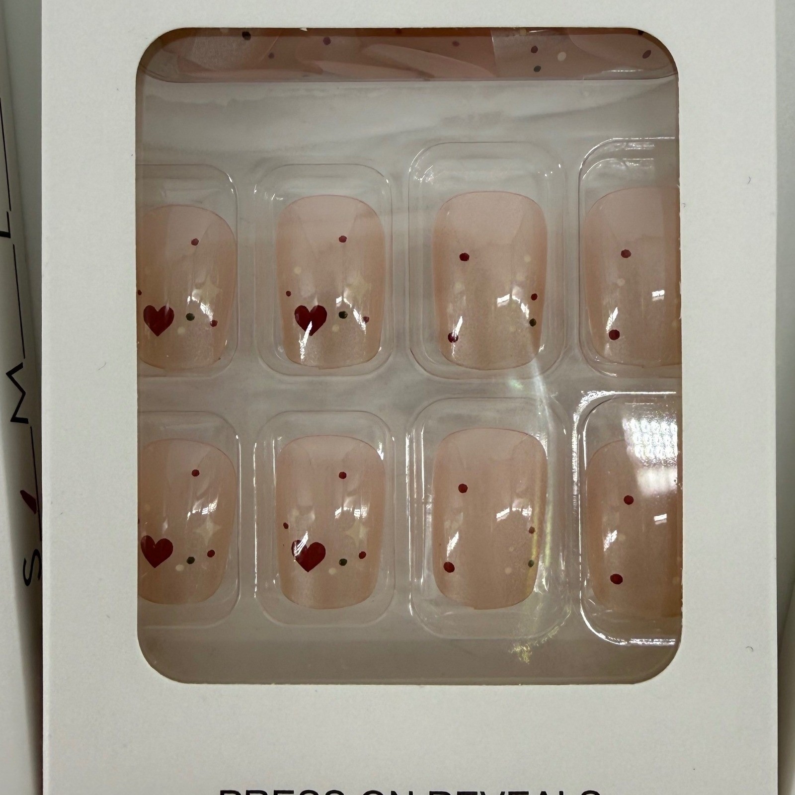 Babe Nail Co 4 pack Press On Valentines Nails Heart Design Red Pink Almond Shape