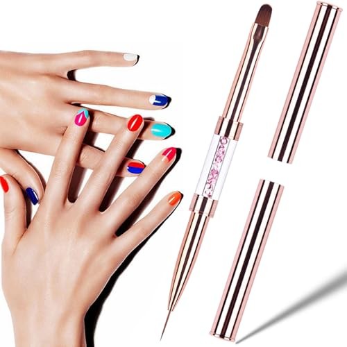 1Pcs Dual-ended Nail Design Brushes Rhinestone Handle Nail Art Liner Brush UV