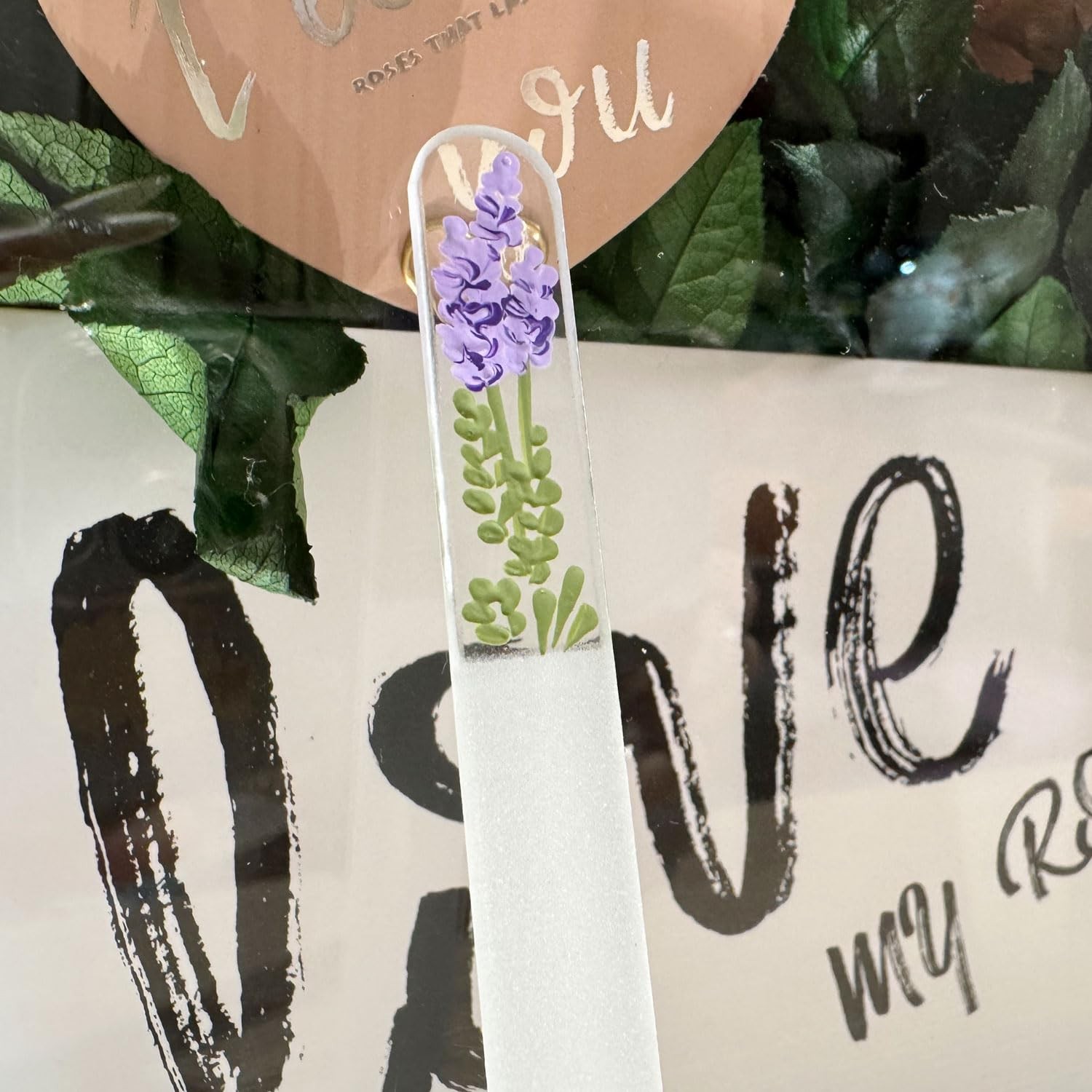 Hand-Painted Lavender Glass Nail File – Crystal for