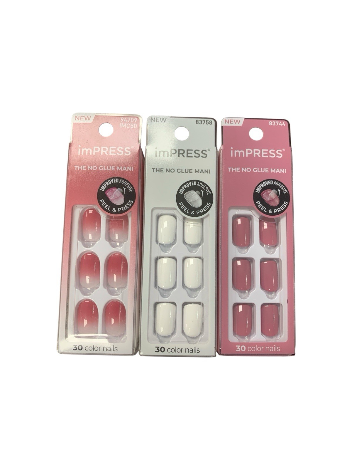 3PK Kiss Color FX By Impress Nail SET No Glue Mani 30 Nails EACH beat the heat