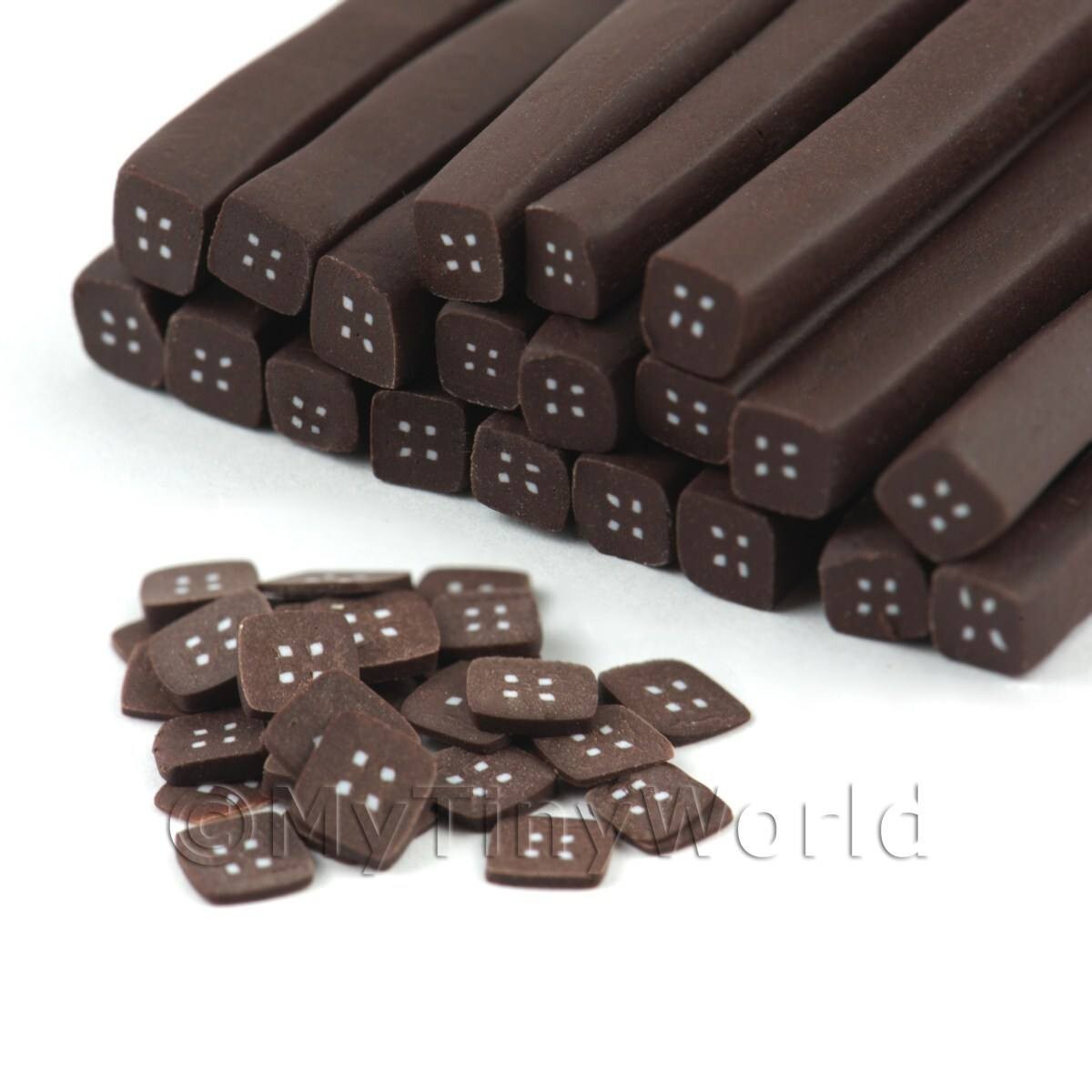 2 x Handmade Dark Chocolate with Vanilla Fondant Nail Art Cane