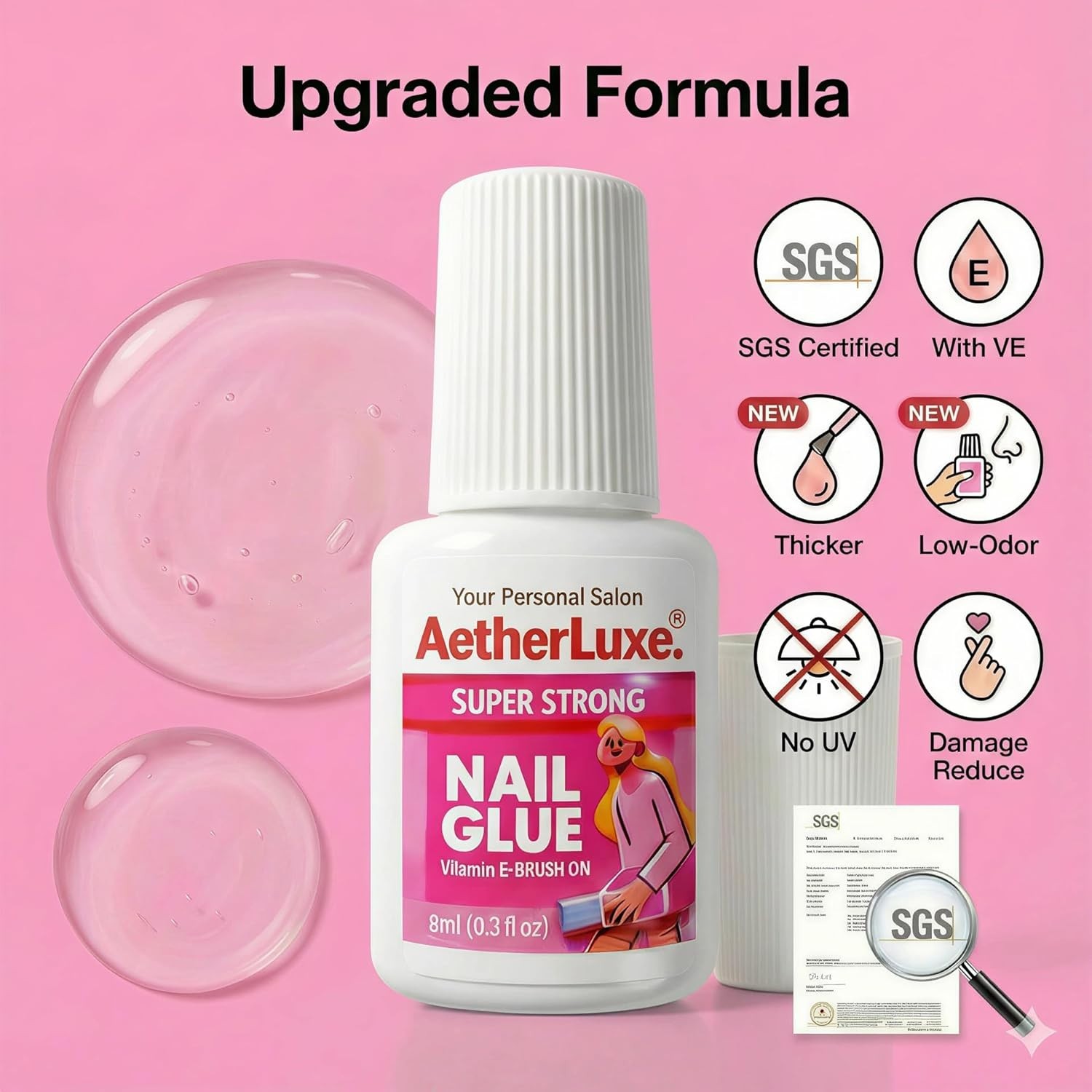 Super Strong Nail Glue for Press On Nails,5S Instant Dry,Up to 30 Days, 8ml