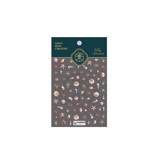 5D Sea World Nail Decal, Starfish Nail Decals, Pearl Nails Art Stickers (161)