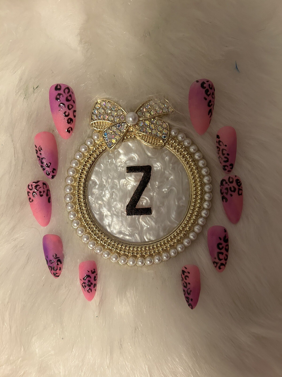 Z NAILZ! Set Of Fushia, Pink & Purple Animal Print M Almond Press On Nails