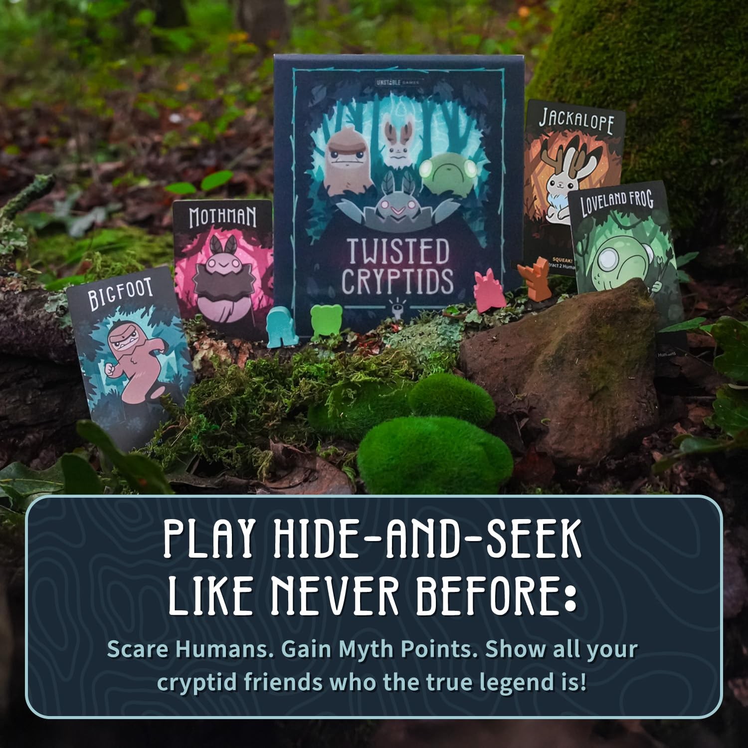 Unstable Games Twisted Cryptids Board 17.6 cm x 4.8 x 0.1 cm, Base Game
