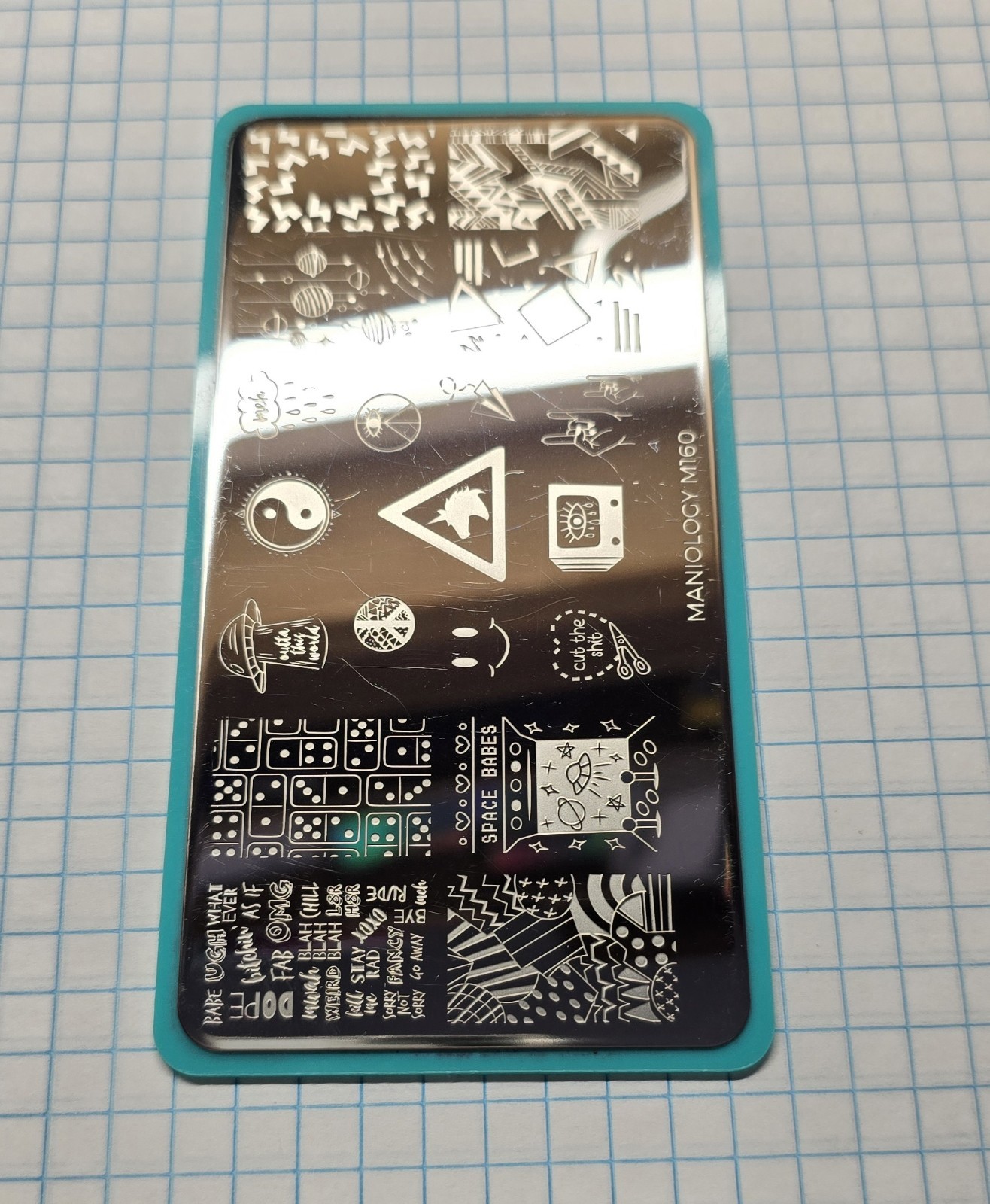 Maniology M160 Nail Stamp Plate Retro 80’s 90’s Space Babe Outta This World HTF