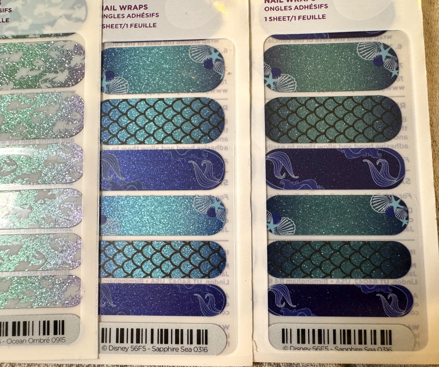 Retired Jamberry Disney Little Mermaid Nail Wrap Collection – Lot of 7