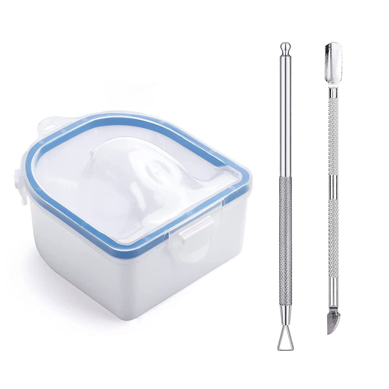Nail Soaking Bowl, Soak Off Gel Polish Dip Powder 3 Piece Set, Blue-3pcs set