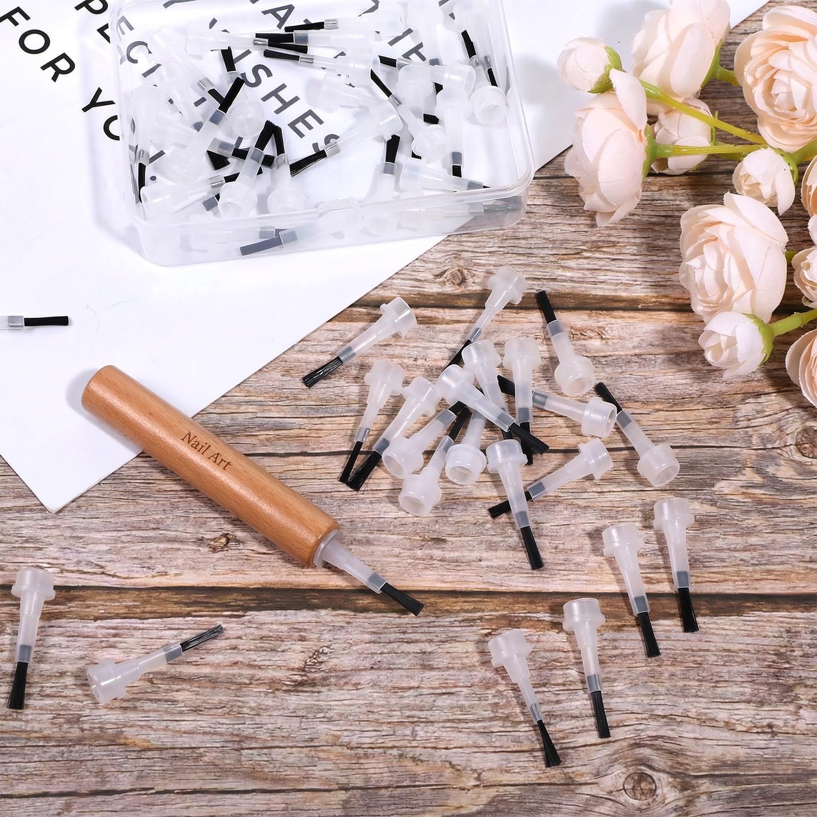 50 Pcs Disposable Nail Polish Brush Gel Nail Polish Brushes with Handle