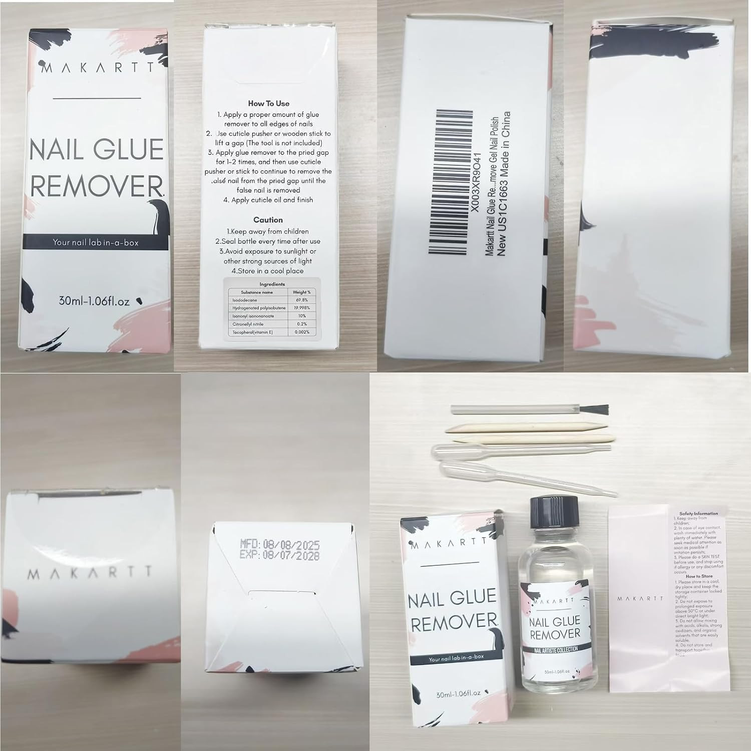 Nail Glue Remover for Press on Nails – 30ML Hema-Free, Easy Removal | Brush-On V