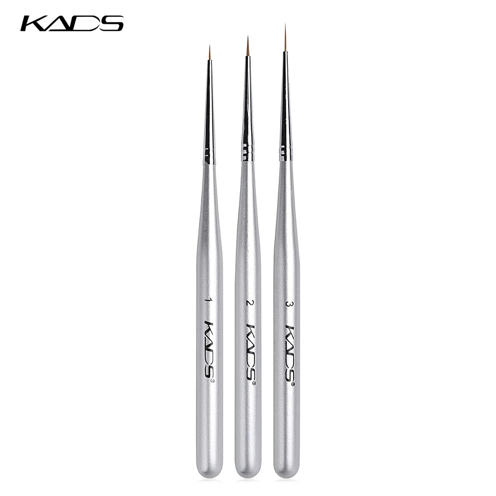 3Pcs/Set Professional Nail Liner Brush Silver Drawing Painting Acrylic Nail Art