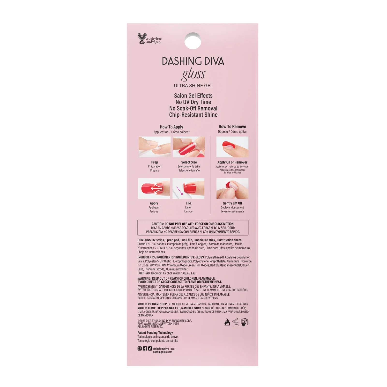 2 pk Dashing Diva Gloss Ultra Shine Gel Nail Strips Dance Floor Valentines LOT