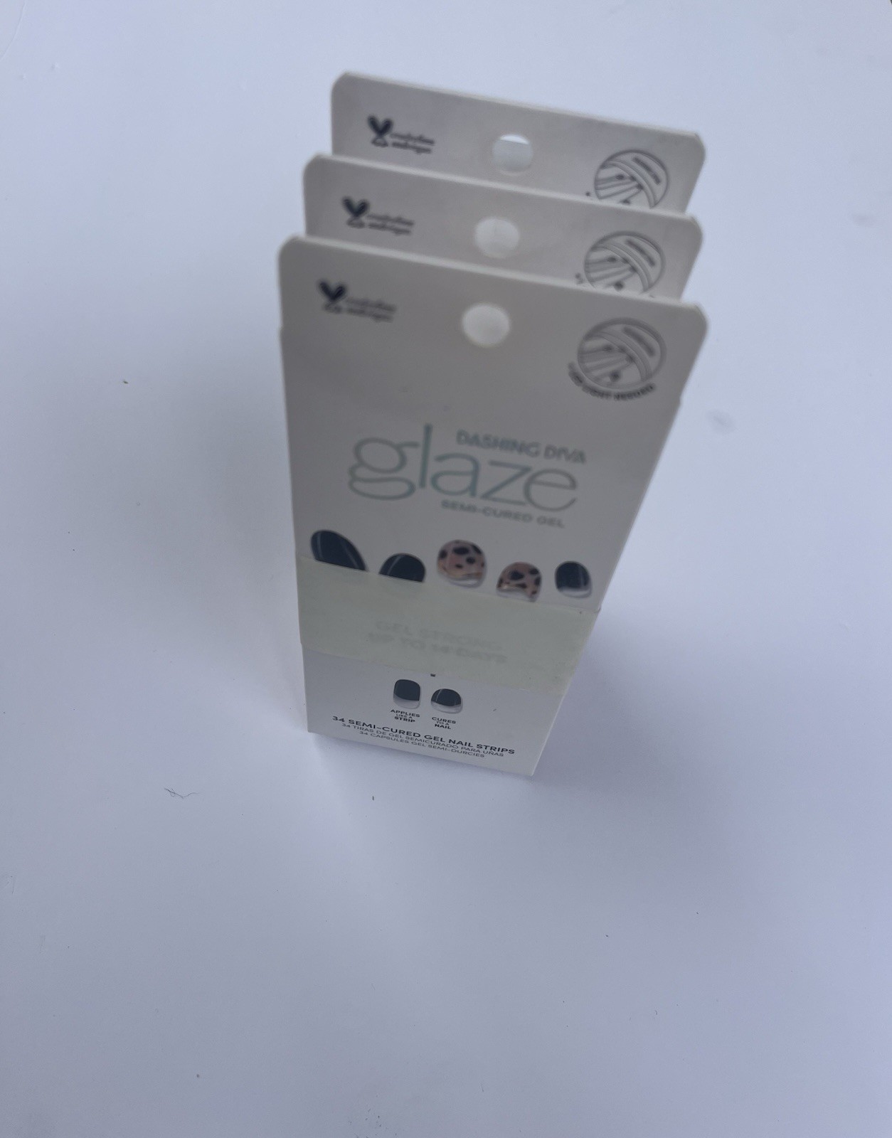 3 Pack Dashing Diva Glaze Semi-Cured Gel Nail Strips Lot of 3 32 Count in Each