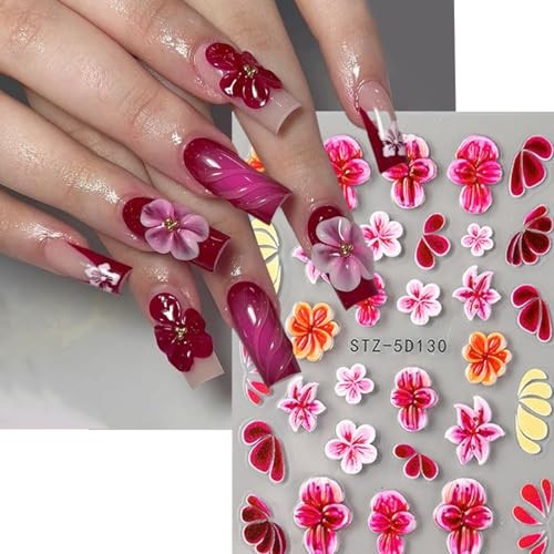 Flower Nail Stickers 3D Self Adhesive Nail Art Stickers Flower Nail Stickers-14