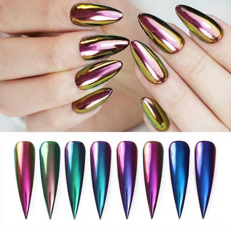 Mirror Chrome Nail Powder Unicorn Holographic Effect 60 Colours Nails Decoration
