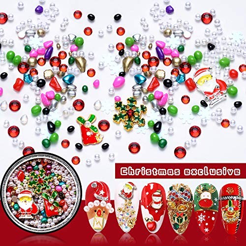Christmas Nail Rhinestones, Super Valued Over 1500pcs 6 6 Count (Pack of 1) Red