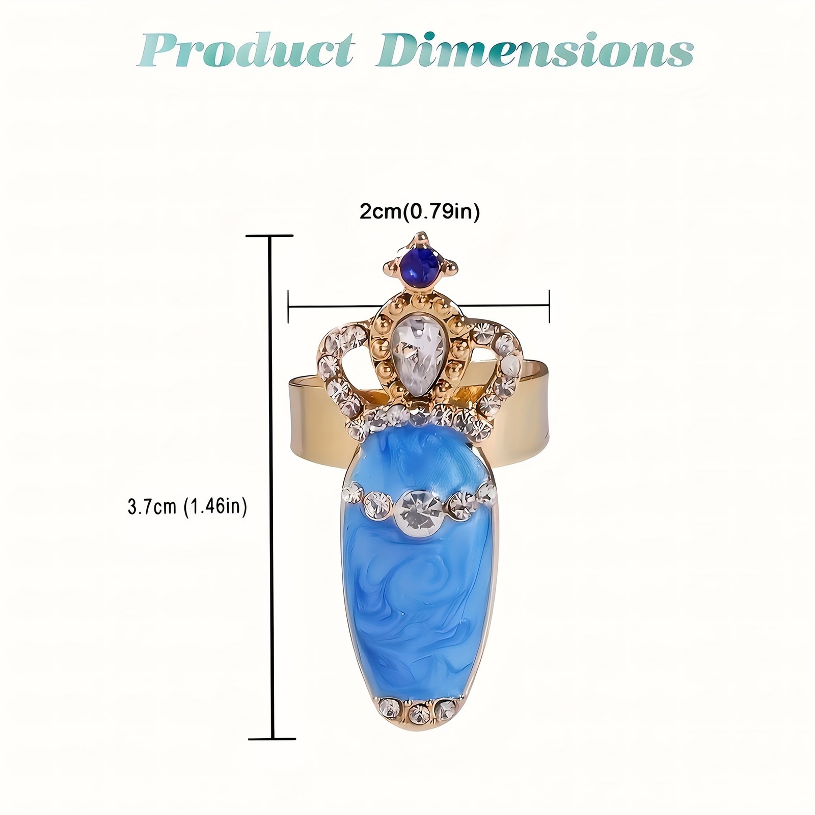 Luxury Crystal Flower Nail Rings Rhinestone Jewelry fits Fashion Runway Styling