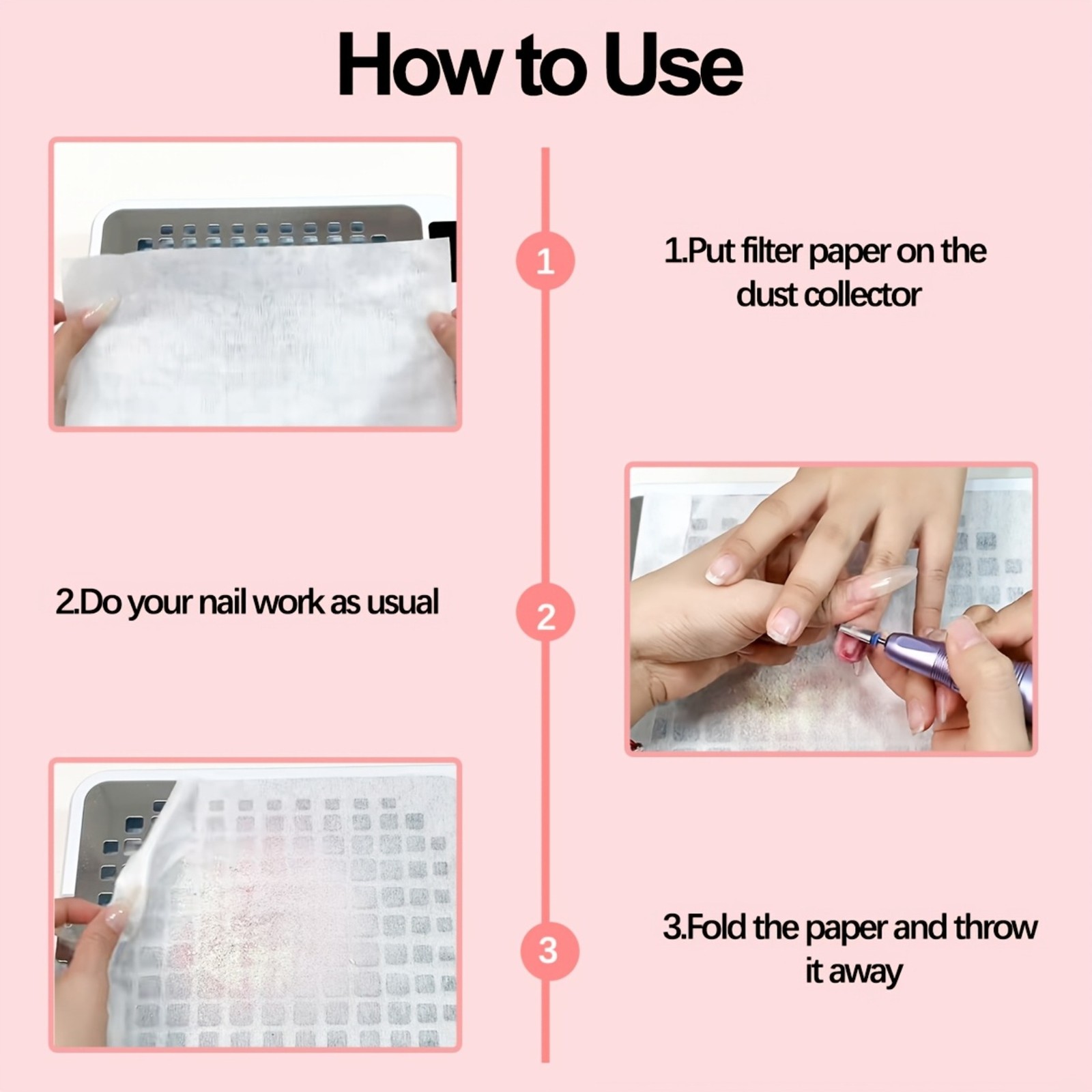 100pcs Pack Disposable PP Nail Dust Collector Filter Paper for Home Salon Nail