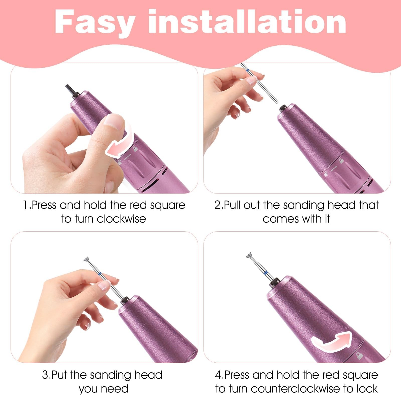 6Pcs Cuticle Clean Nail Drill Bit Set, 3/32″ Russian Diamond Nail File Bits, …